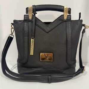 Versace 19V69 Italia black faux leather shoulder bag.